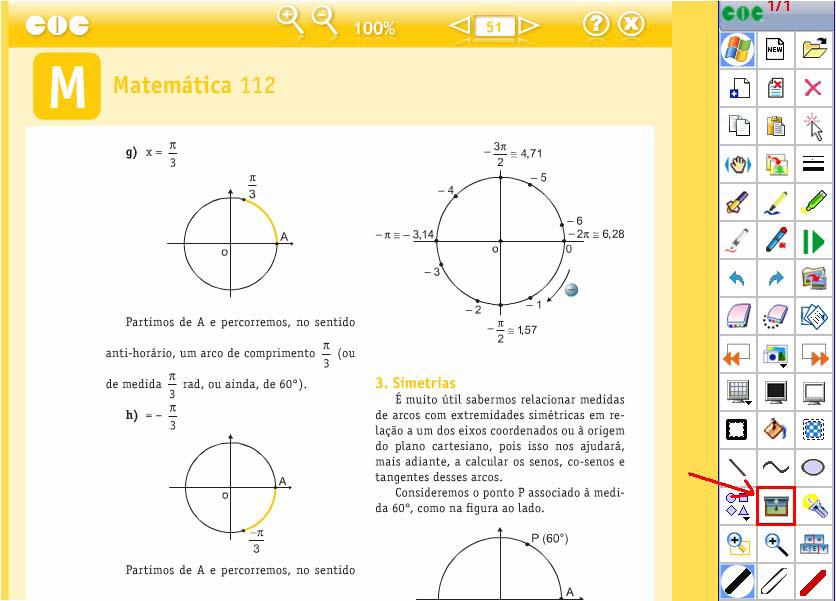 3/ 39 O ícone permite ocultar a tela inteira ou apenas parte da tela que está sendo apresentada. A figura a seguir ilustra uma página da Internet sendo usada durante uma apresentação em sala de aula.