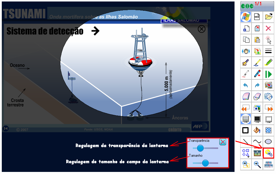 32/ 39 O ícone permite utilizar uma ferramenta que cria um efeito semelhante ao de um holofote.