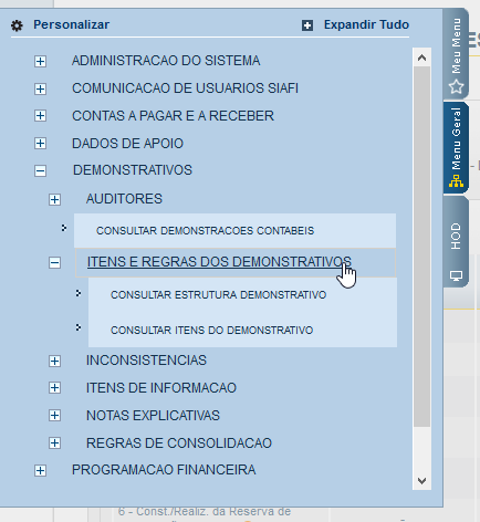 Estrutura e Regras das Demonstrações Contábeis Exemplo 02: Consultando um item para