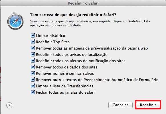 5.2 Resolução para o Safari versão 6: / 3 O processo de limpeza de cache para o Safari 6 devemos seguir os seguintes passos: Devemos ir em Safari > Redefinir o Safari.