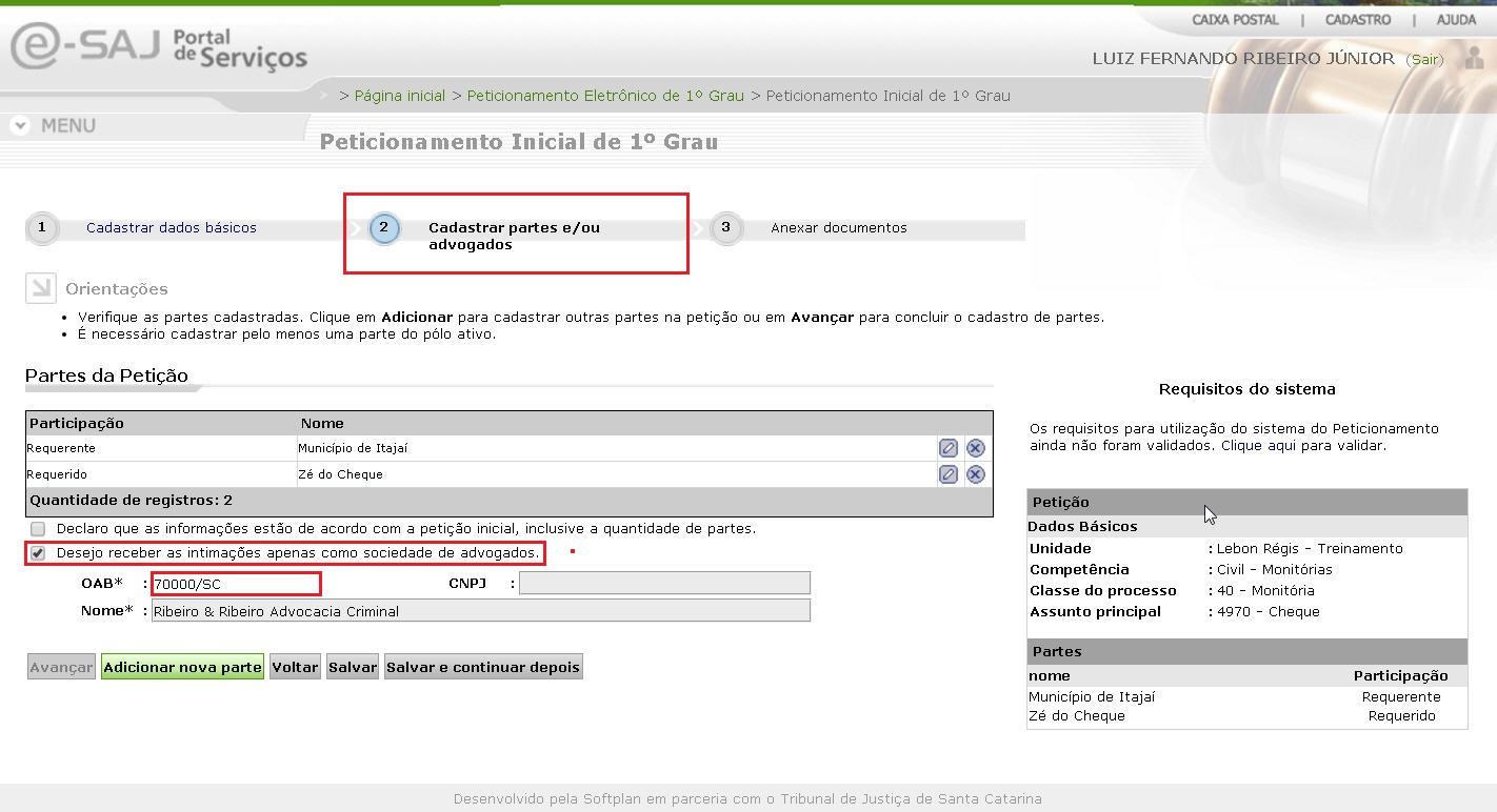 10 disponível) com as informações que encontrar. Essas informações preenchidas pelo sistema não permitem edição (os campos ficarão com o fundo cinza).