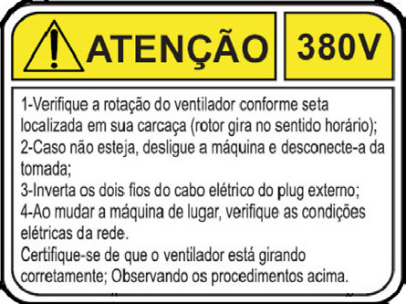 Informações importantes Manutenção > Adesivos ATENÇÃO! Antes de qualquer manutenção, desligue sempre o equipamento da tomada e despressurize o sistema.