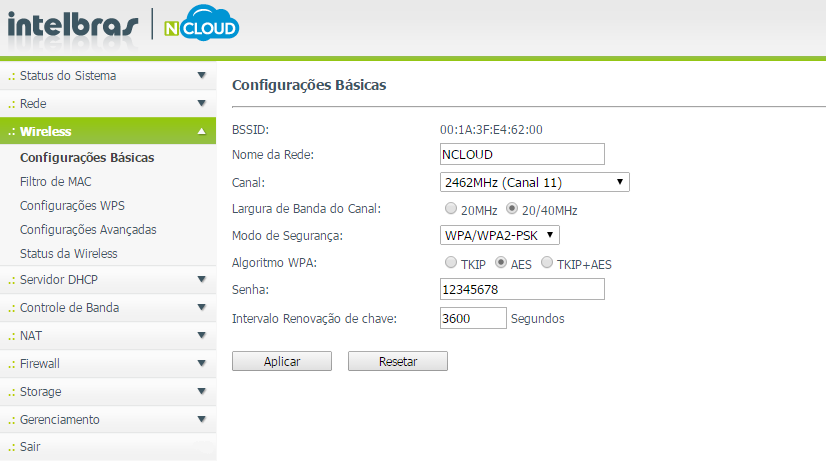 2. Defina o Modo de Segurança para WPA/WPA2-PSK e digite uma senha com um mínimo de 8 caracteres e um máximo de 64, que será solicitada para a conexão. Clique em Aplicar para finalizar a configuração.