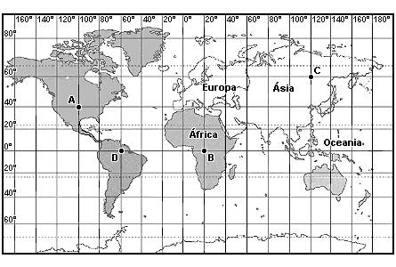 17. Observe o mapa a seguir e responda à questão adiante. PLANISFÉRIO 19. O mercado financeiro mundial funciona 24 horas por dia.