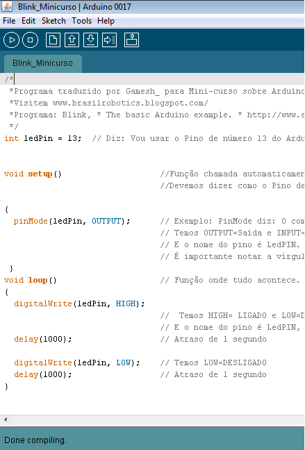 Programação Praticando o Programa. Instalar a interface( IDE). Reconhecer os botões.