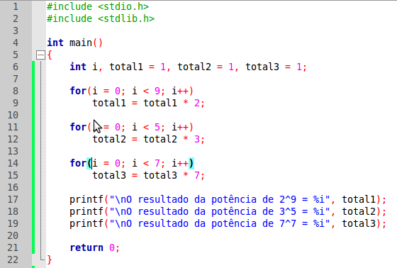 Exemplo Cálculo de Potência Faça um programa que imprima na tela, o resultado dos seguintes cálculos