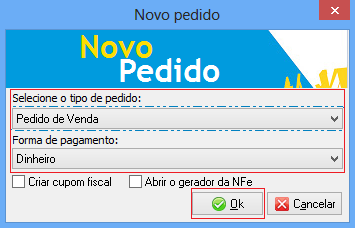 No gerenciador de pedidos primeiro o usuário deverá selecionar um cliente e vendedor previamente cadastrados.