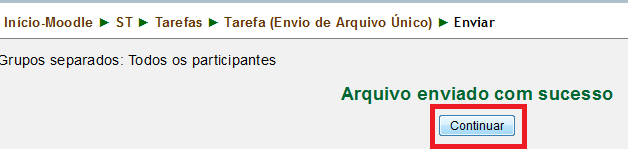 7ª Etapa: - Após os procedimentos feitos acima, clique no botão Enviar arquivo selecionado (Imagem 07), para enviar o documento ao professor.