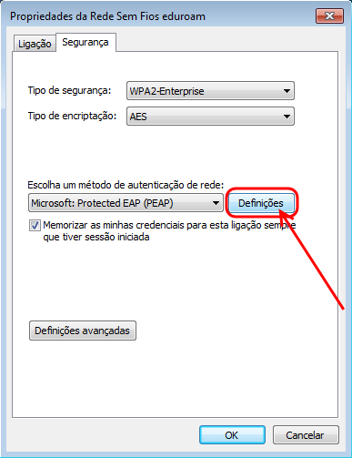 6º passo - Selecionar o separador Segurança ; Figura 6 - Propriedades de Rede Sem Fios eduroam 7º passo Neste separador,