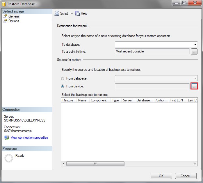 Restaurando backups no formato.bak no SQL Server Management Studio Para restaurar os backups no formato.bak, usaremos o programa SQL Server Management Studio.