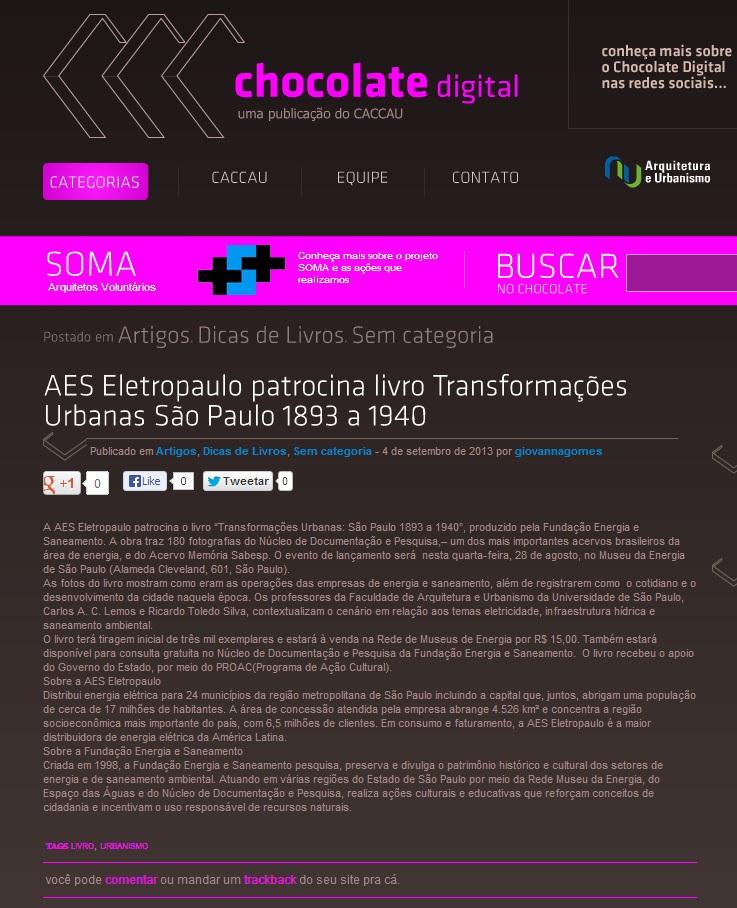 Assunto: Livro Transformações Urbanas São Paulo