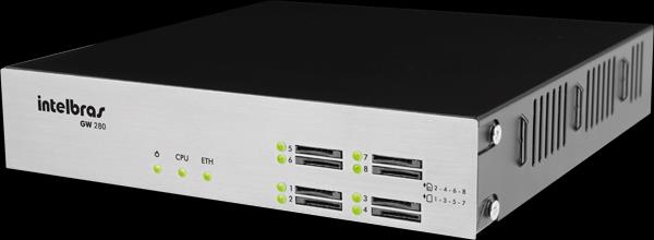 Gateways GW 280 Gateway IP GSM Quad Band: 850/900/1800/1900 MHz Preparado para instalação em rack 19 Funciona em centrais com interface IP Fonte de alimentação interna Roteamento automático de saída