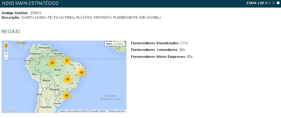 6. A terceira etapa nos trará o Resumo do mapa com a relação dos fornecedores(total,vencedores e micro empresas). Figura 16 7.