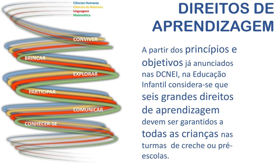 objetivos já anunciados nas DCNEI, na Educação Infantil considera-se que seis grandes