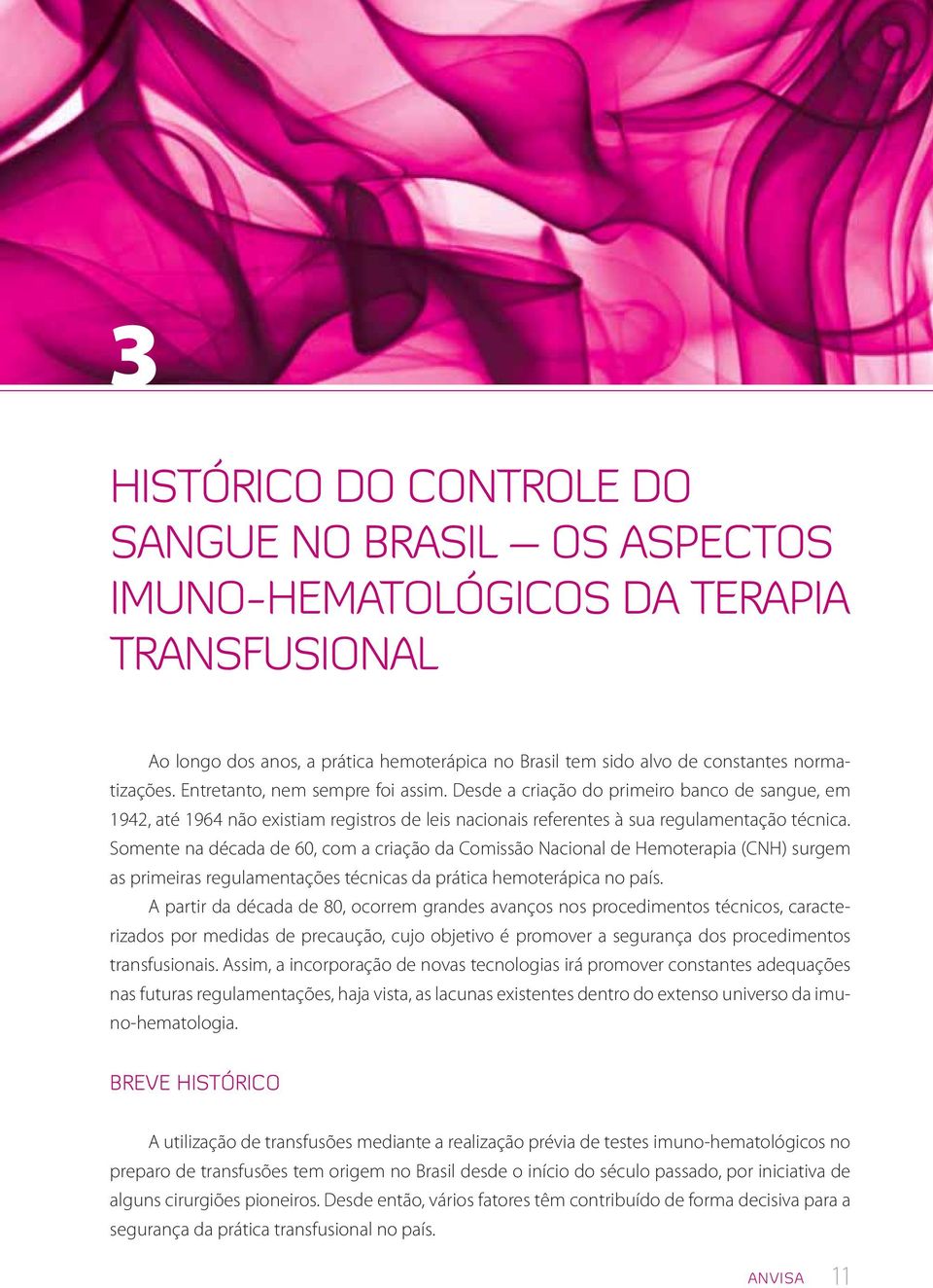 Somente na década de 60, com a criação da Comissão Nacional de Hemoterapia (CNH) surgem as primeiras regulamentações técnicas da prática hemoterápica no país.