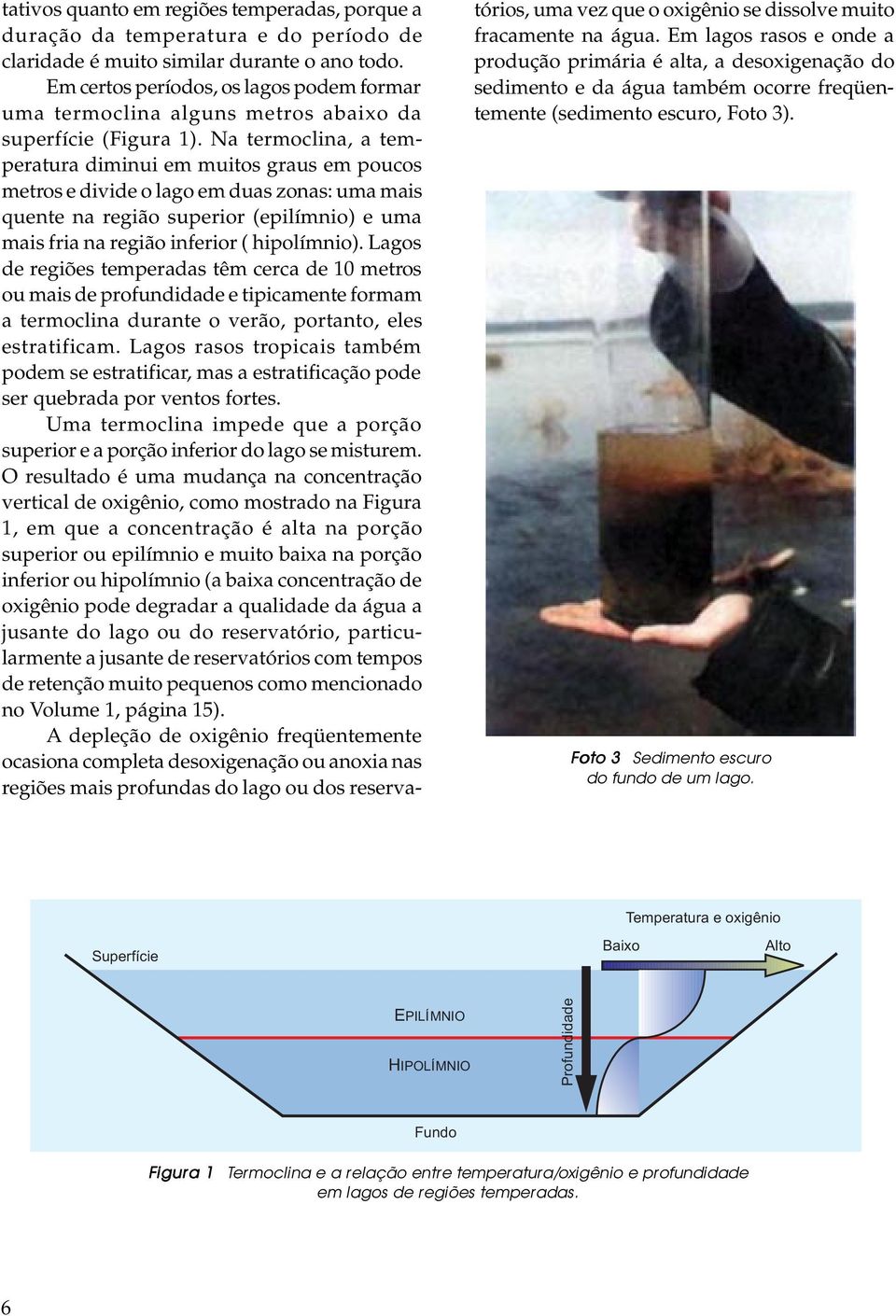 Na termocina, a temperatura diminui em muitos graus em poucos metros e divide o ago em duas zonas: uma mais quente na região superior (epiímnio) e uma mais fria na região inferior ( hipoímnio).