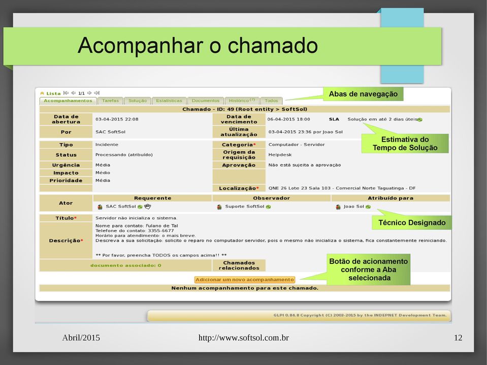 Solução Técnico Designado Botão de