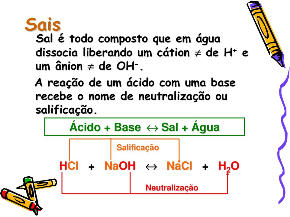 A reação de um ácido com uma base recebe o nome de