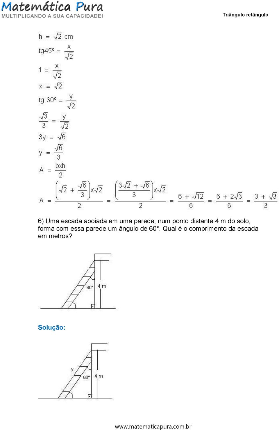 com essa parede um ângulo de 60.