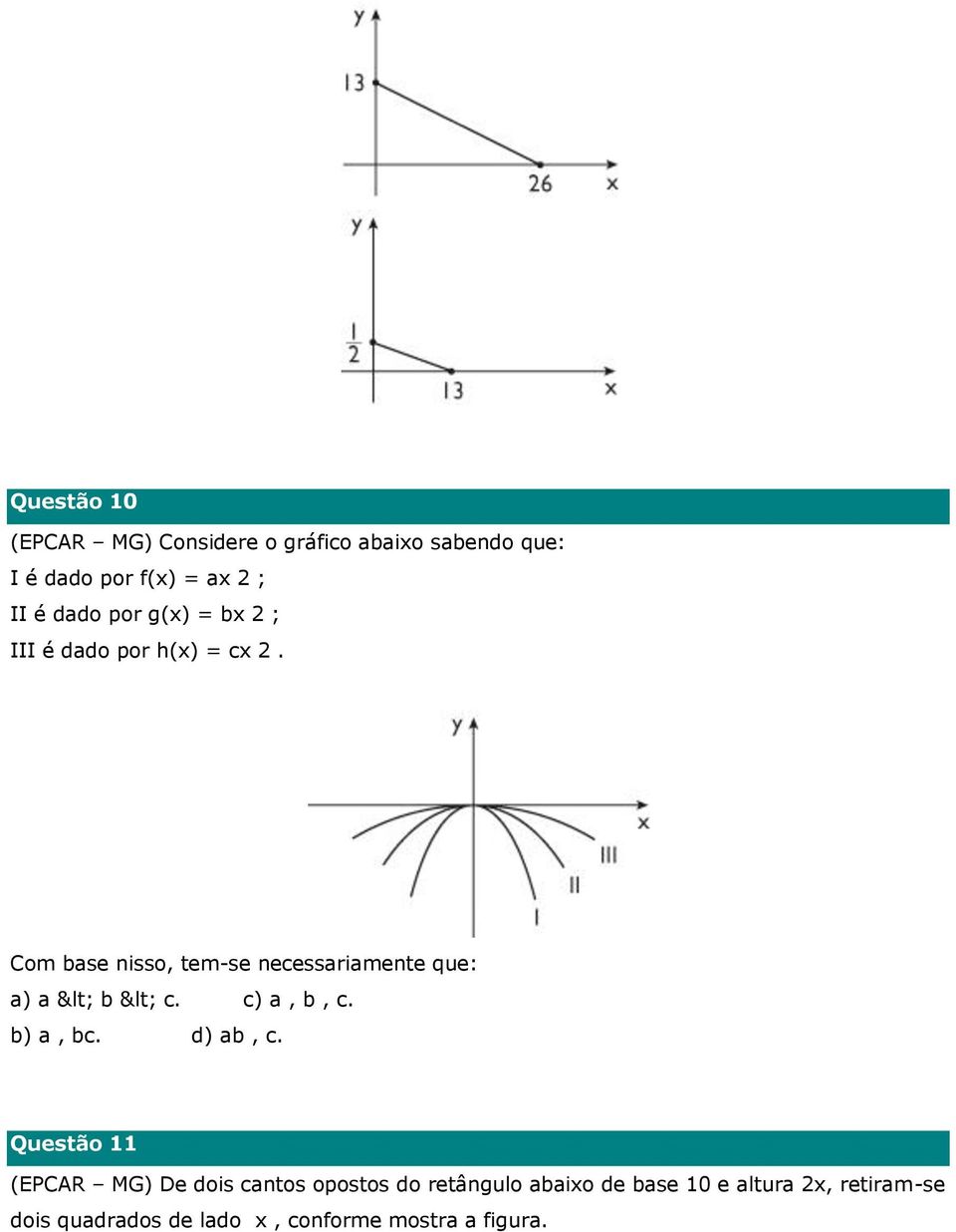 Com base nisso, tem-se necessariamente que: a) a < b < c. c) a, b, c. b) a, bc. d) ab, c.