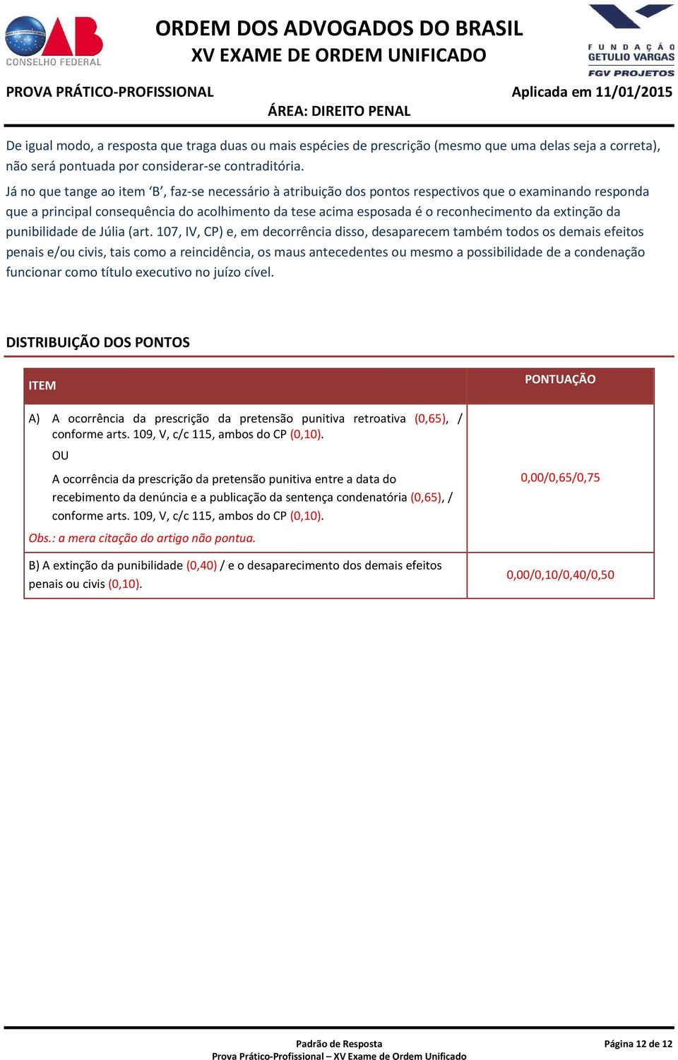 extinção da punibilidade de Júlia (art.