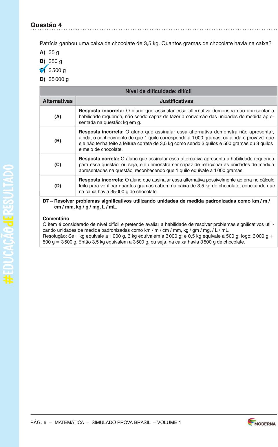 de auxiliar a) 35 g professores e gestores a monitorarem os processos de desenvolvimento da aprendizagem B) 350 g no final dos anos iniciais do Ensino Fundamental.