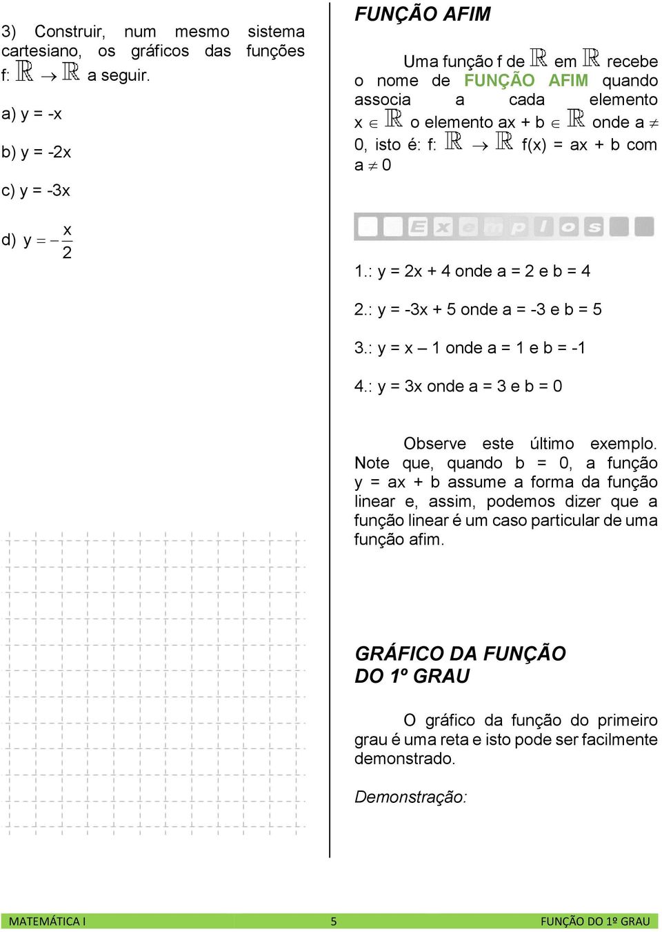 d) y.: y = + onde a = e b =.: y = - + onde a = - e b =.: y = onde a = e b = -.: y = onde a = e b = Observe este último eemplo.