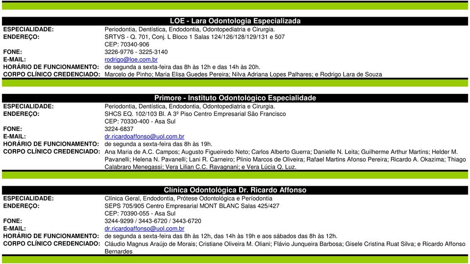 Marcelo de Pinho; Maria Elisa Guedes Pereira; Nilva Adriana Lopes Palhares; e Rodrigo Lara de Souza Primore - Instituto Odontológico Especialidade Periodontia, Dentística, Endodontia, Odontopediatria