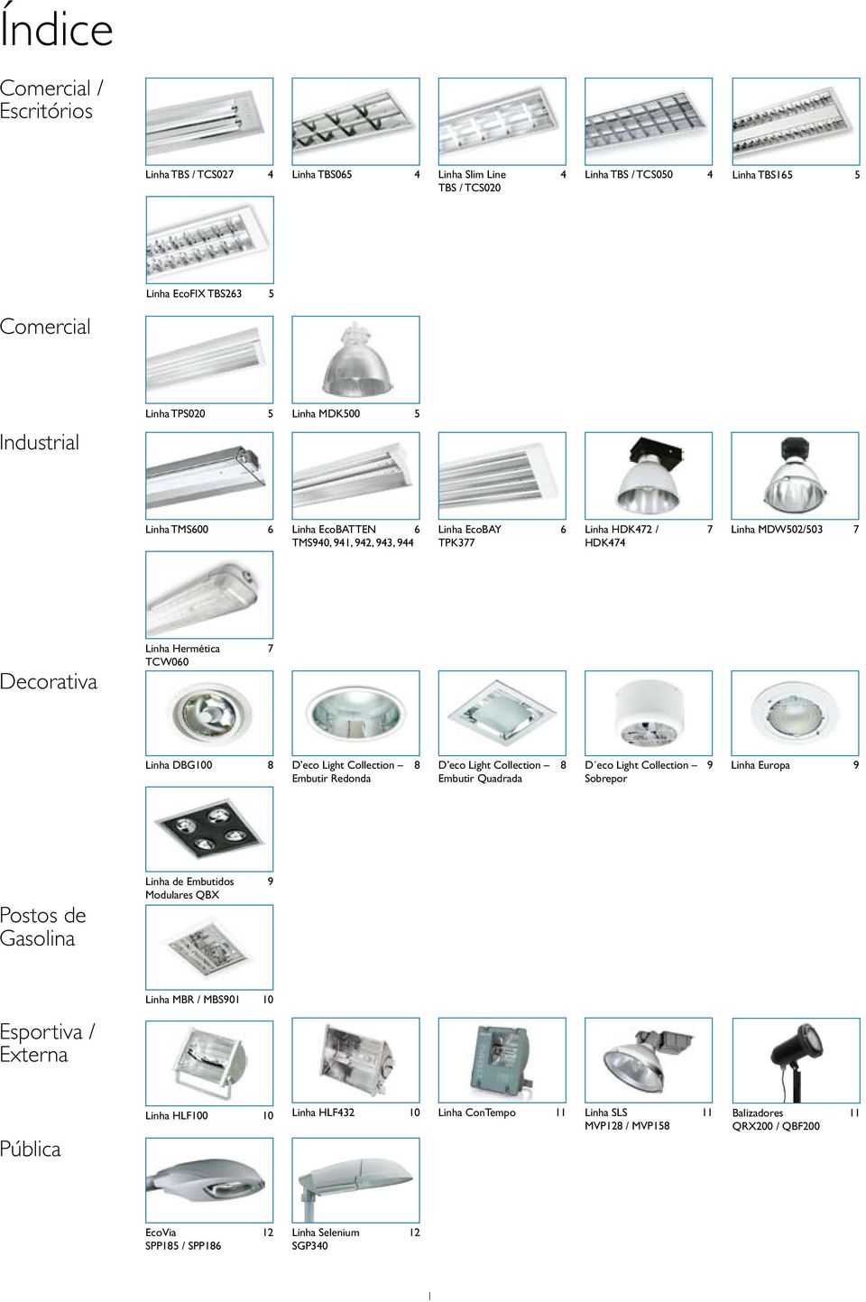 eco Light Collection Embutir Redonda 8 D eco Light Collection Embutir Quadrada 8 D eco Light Collection Sobrepor 9 Linha Europa 9 Postos de Gasolina Linha de Embutidos Modulares QBX 9 Linha MBR /