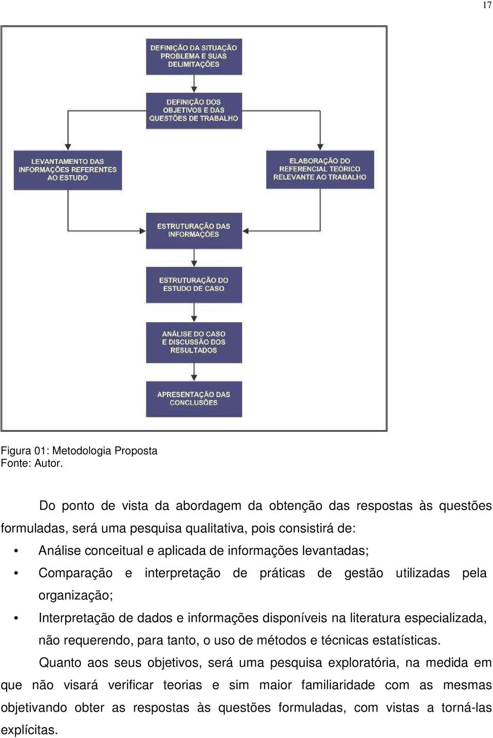 informações levantadas; Comparação e interpretação de práticas de gestão utilizadas pela organização; Interpretação de dados e informações disponíveis na literatura