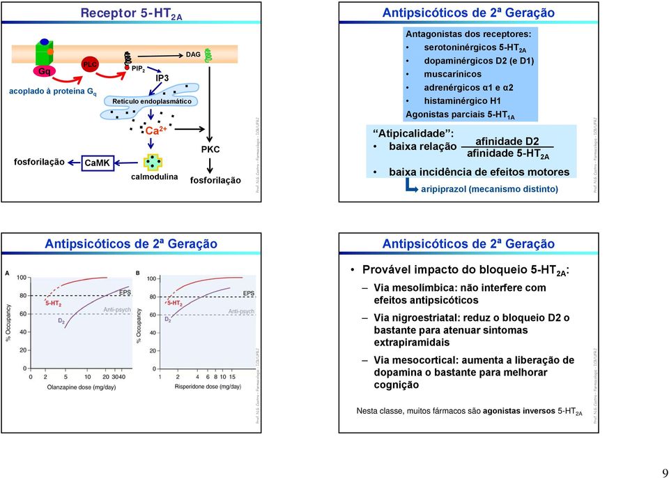 Atipicalidade : baixa relação afinidade D2 afinidade 5-HT 2A baixa incidência de efeitos motores aripiprazol (mecanismo distinto) Antipsicóticos de 2ª Geração Antipsicóticos de 2ª Geração Provável