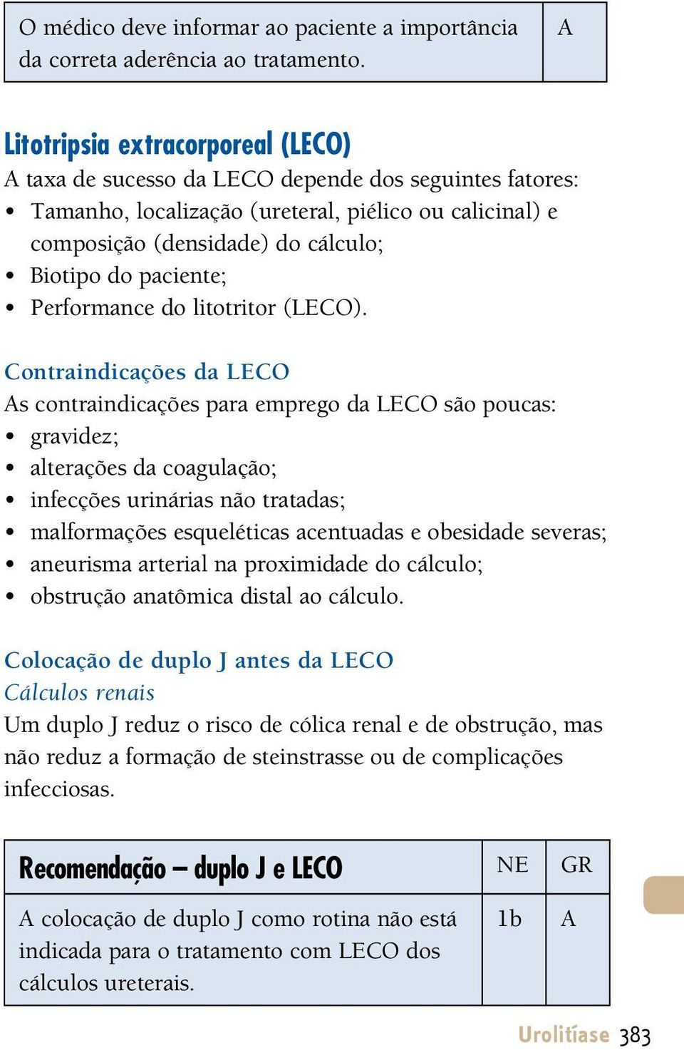 paciente; Performance do litotritor (LECO).