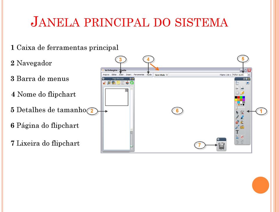 de menus 4 Nome do flipchart 5 Detalhes de