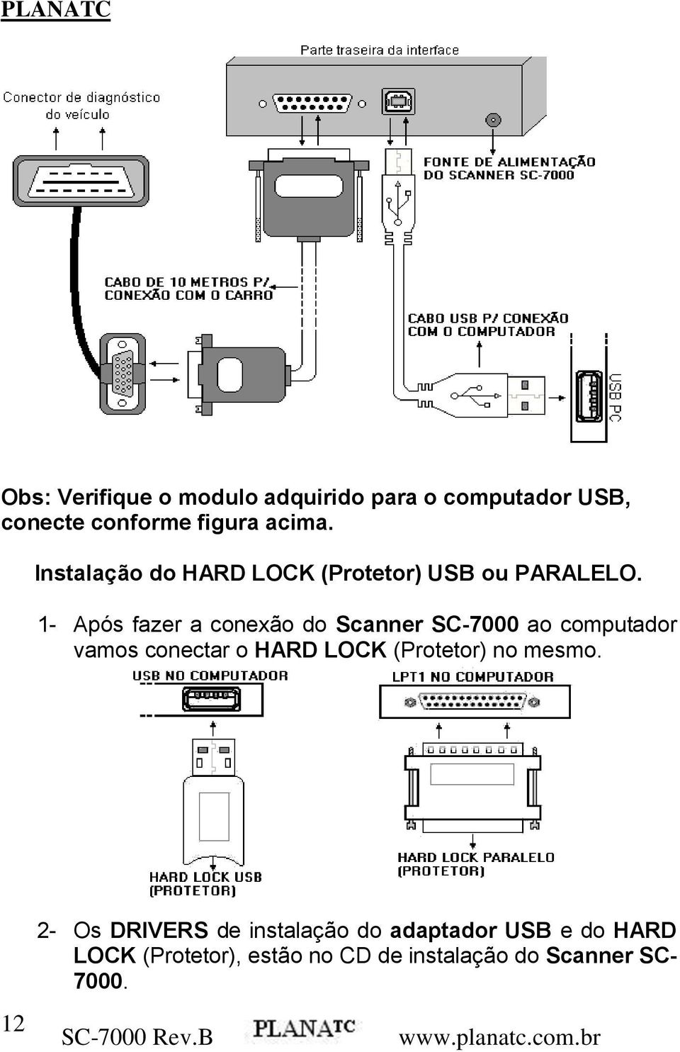 1- Após fazer a conexão do Scanner SC-7000 ao computador vamos conectar o HARD LOCK