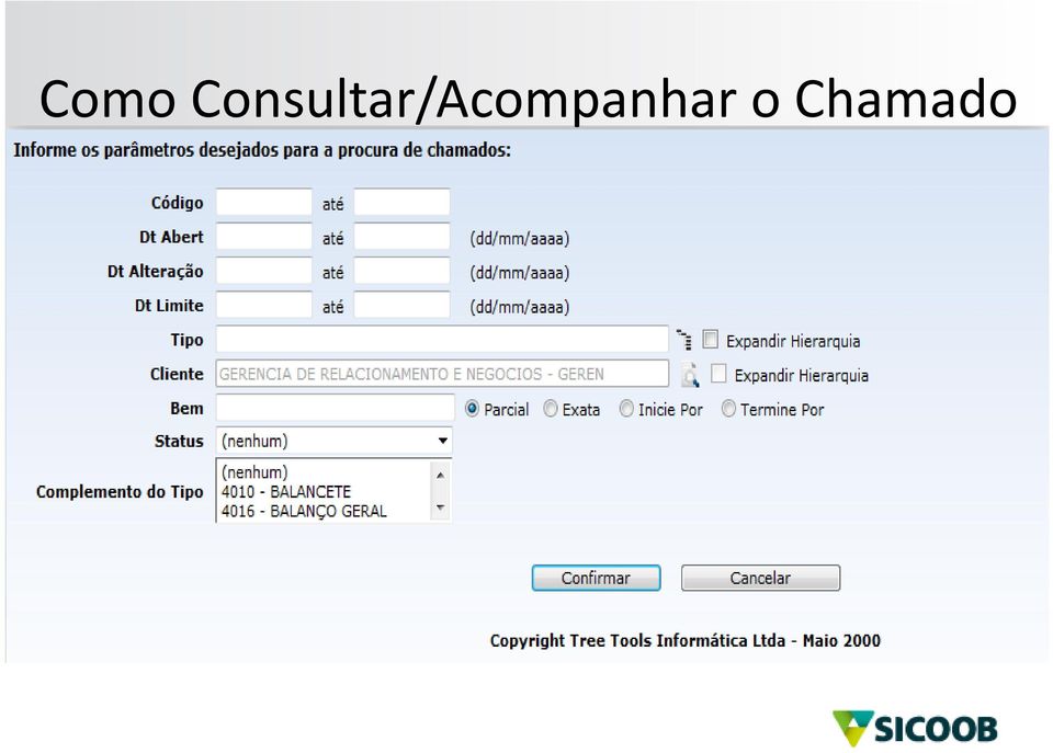 do chamado (Código), por data de abertura,