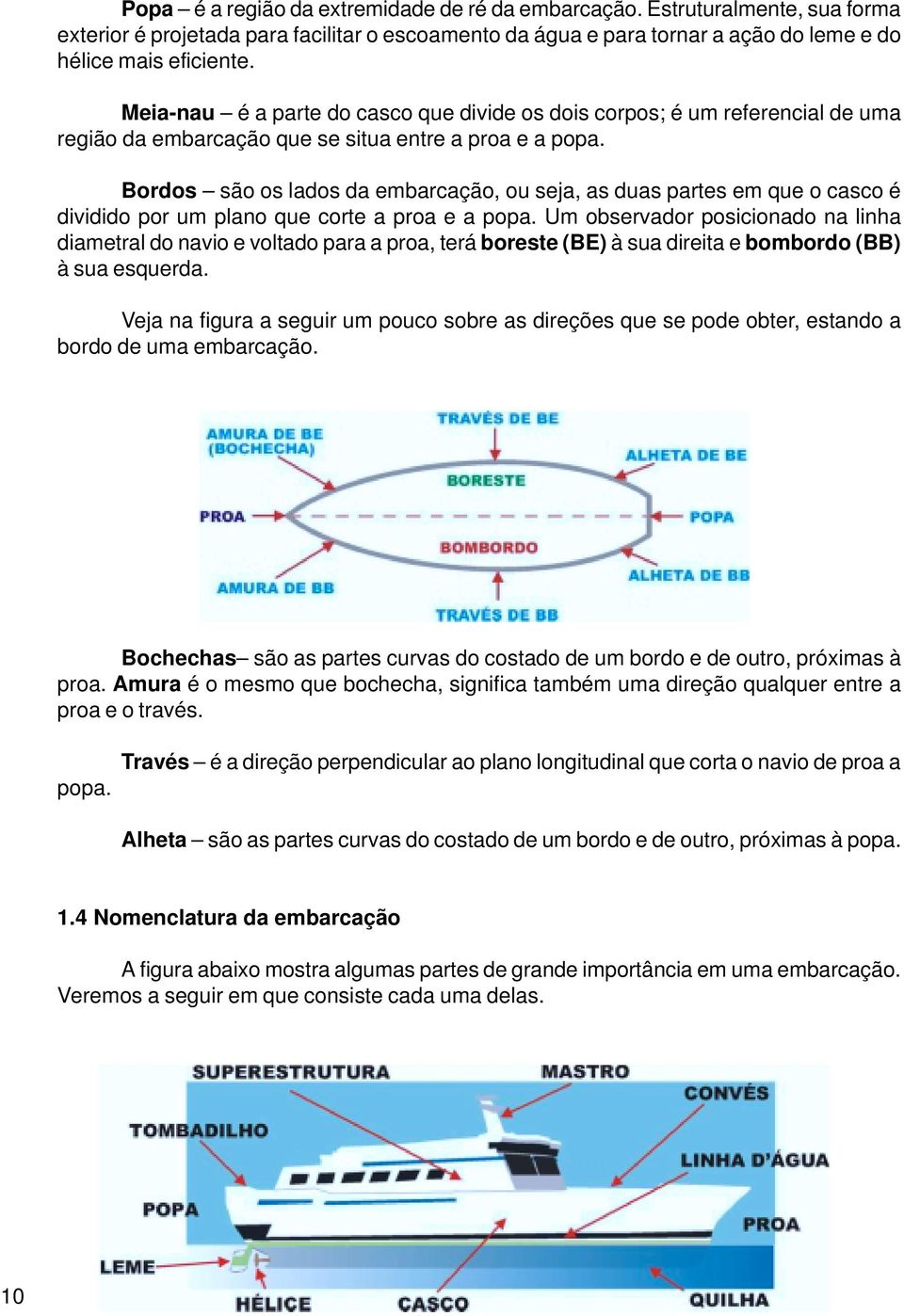 Bordos são os lados da embarcação, ou seja, as duas partes em que o casco é dividido por um plano que corte a proa e a popa.