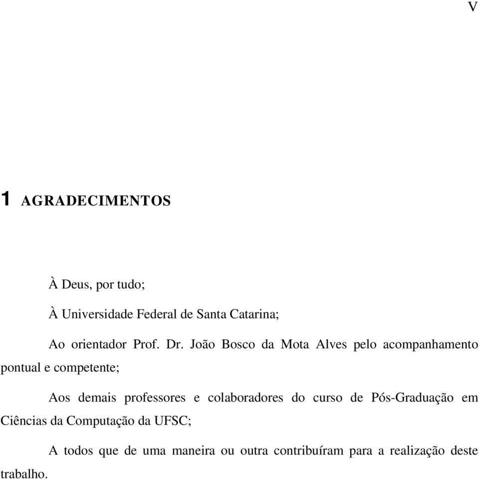 João Bosco da Mota Alves pelo acompanhamento pontual e competente; Aos demais