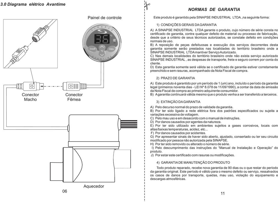 processo de fabricação, desde que a critério de seus técnicos autorizados, se constate defeito em condições normais de uso.