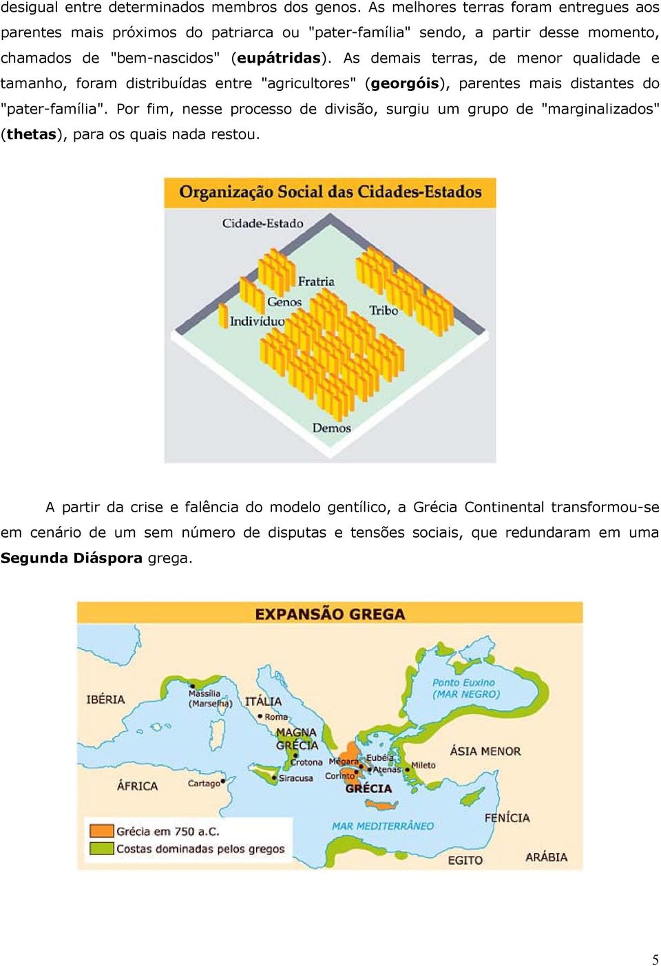 As demais terras, de menor qualidade e tamanho, foram distribuídas entre "agricultores" (georgóis), parentes mais distantes do "pater-família".