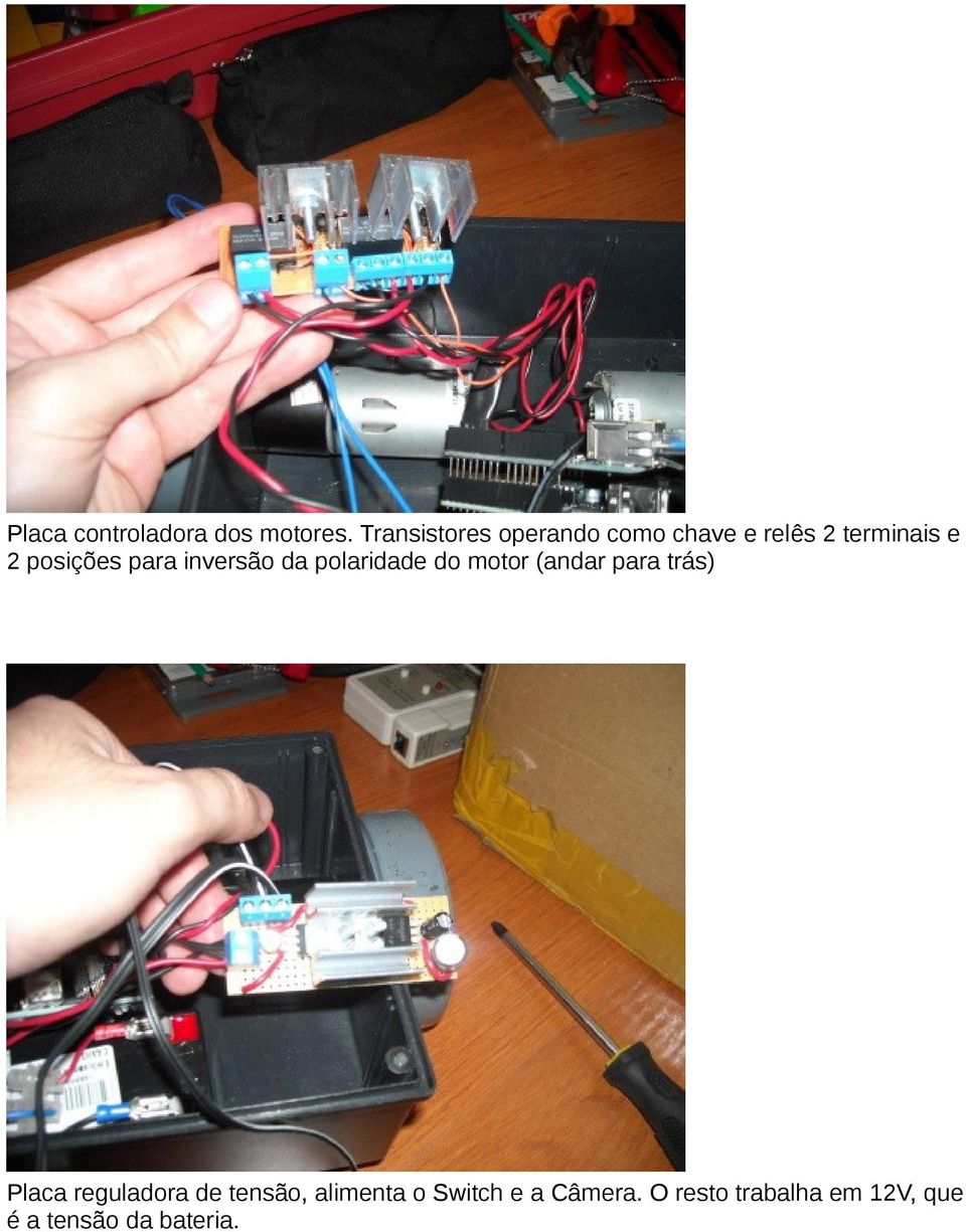 para inversão da polaridade do motor (andar para trás) Placa