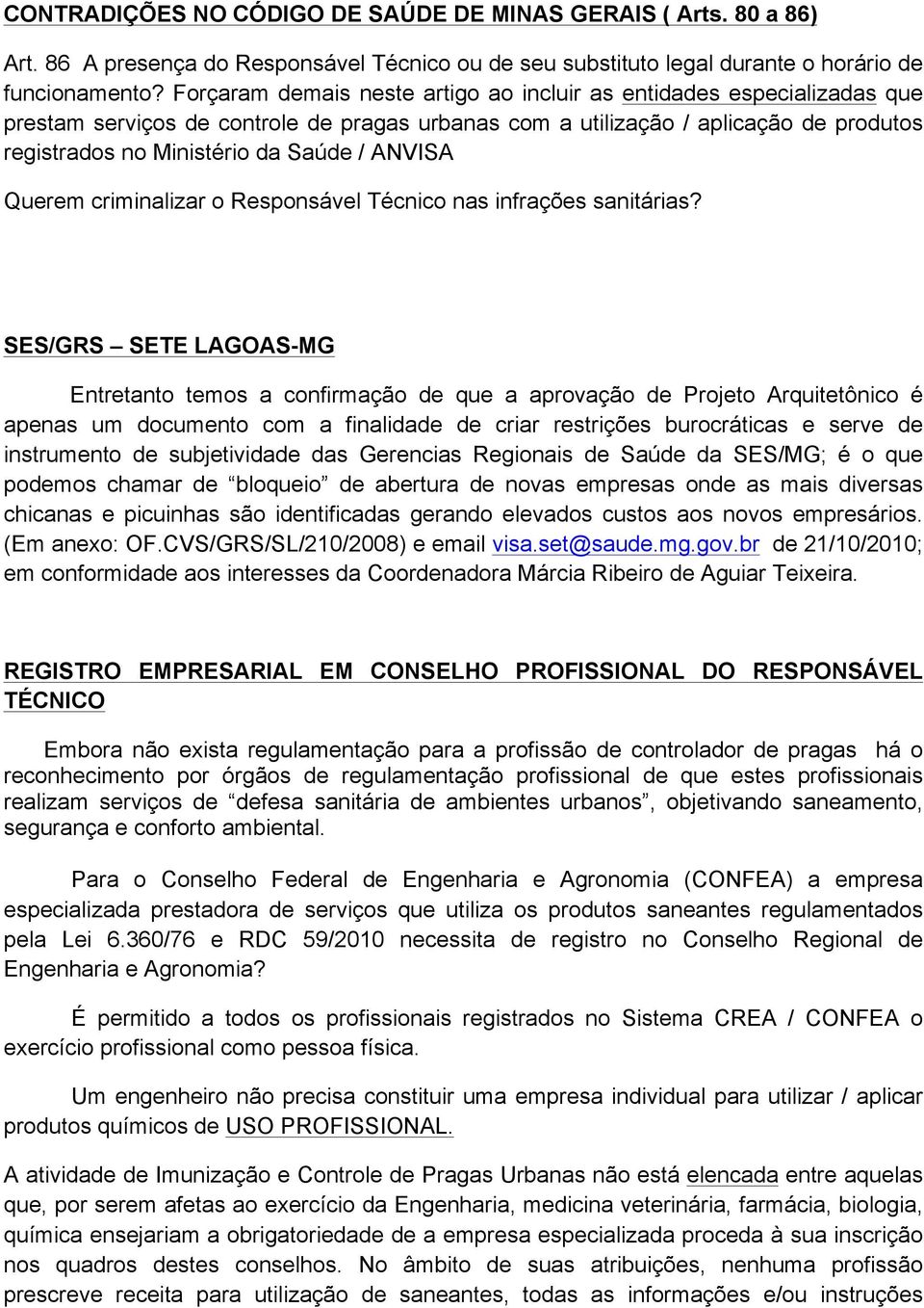 ANVISA Querem criminalizar o Responsável Técnico nas infrações sanitárias?