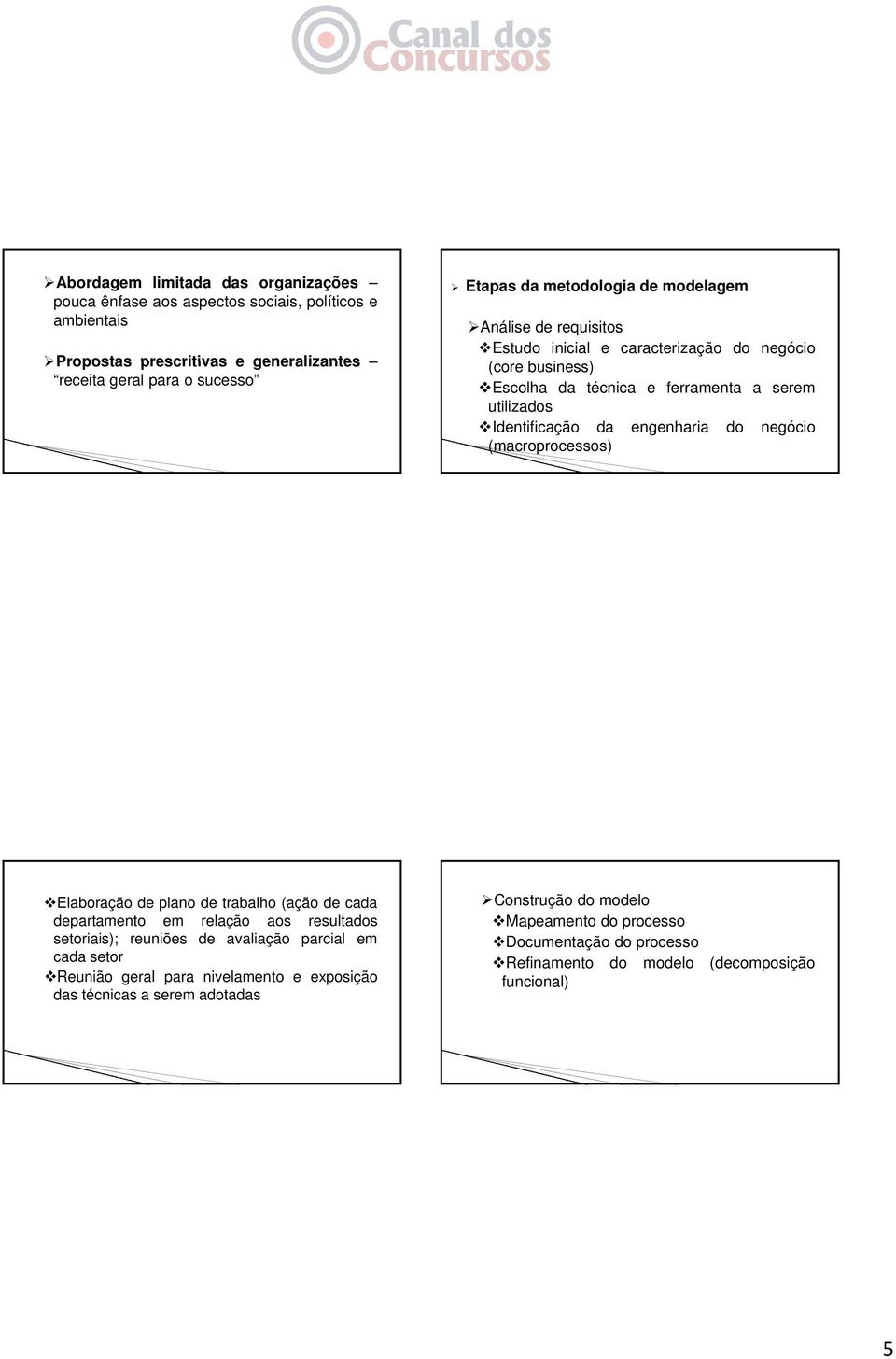 engenharia do negócio (macroprocessos) Elaboração de plano de trabalho (ação de cada departamento em relação aos resultados setoriais); reuniões de avaliação parcial em cada setor