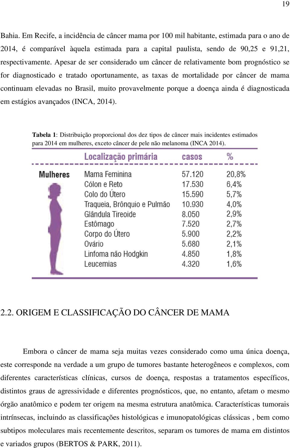 provavelmente porque a doença ainda é diagnosticada em estágios avançados (INCA, 2014).