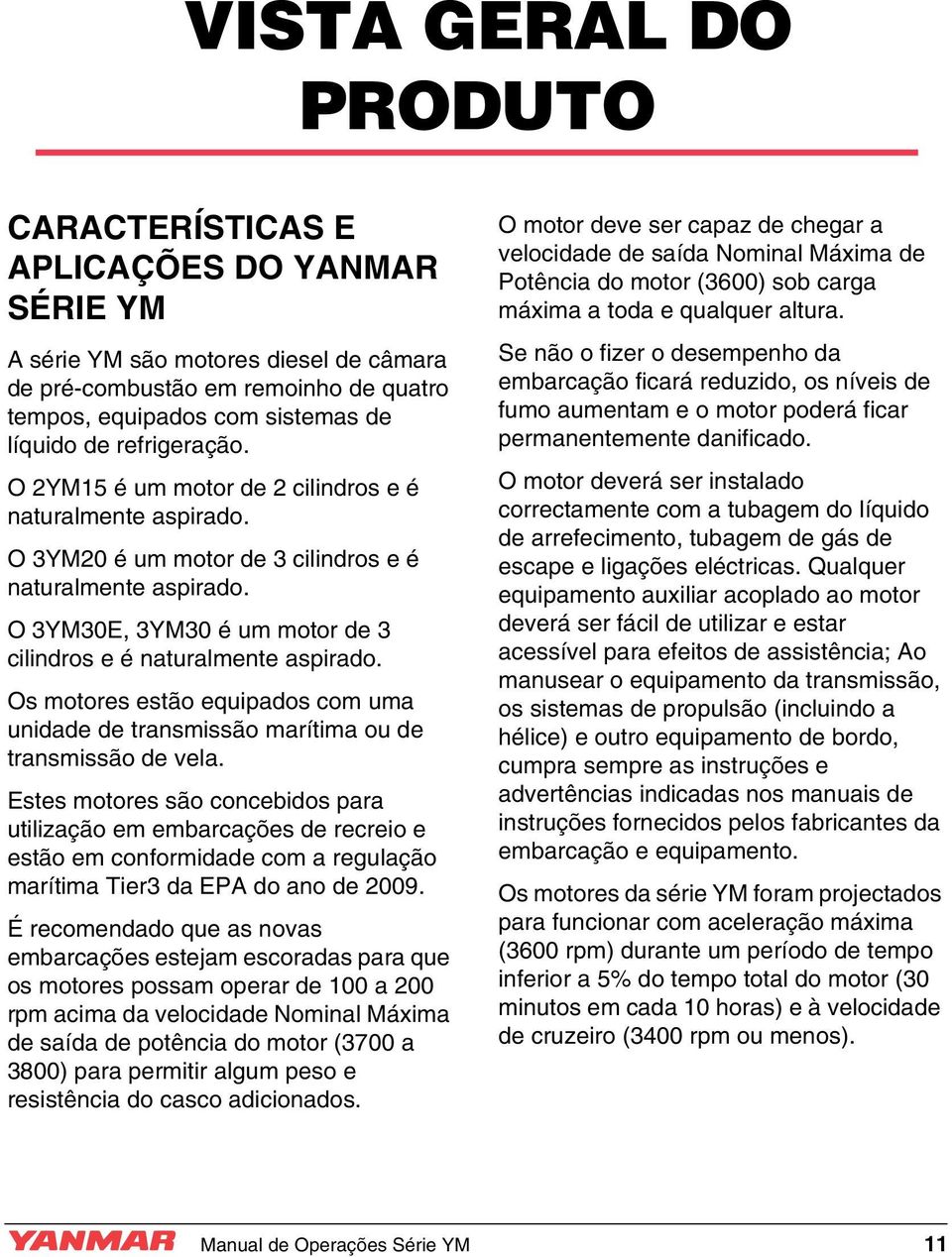 O 3YM30E, 3YM30 é um motor de 3 cilindros e é naturalmente aspirado. Os motores estão equipados com uma unidade de transmissão marítima ou de transmissão de vela.