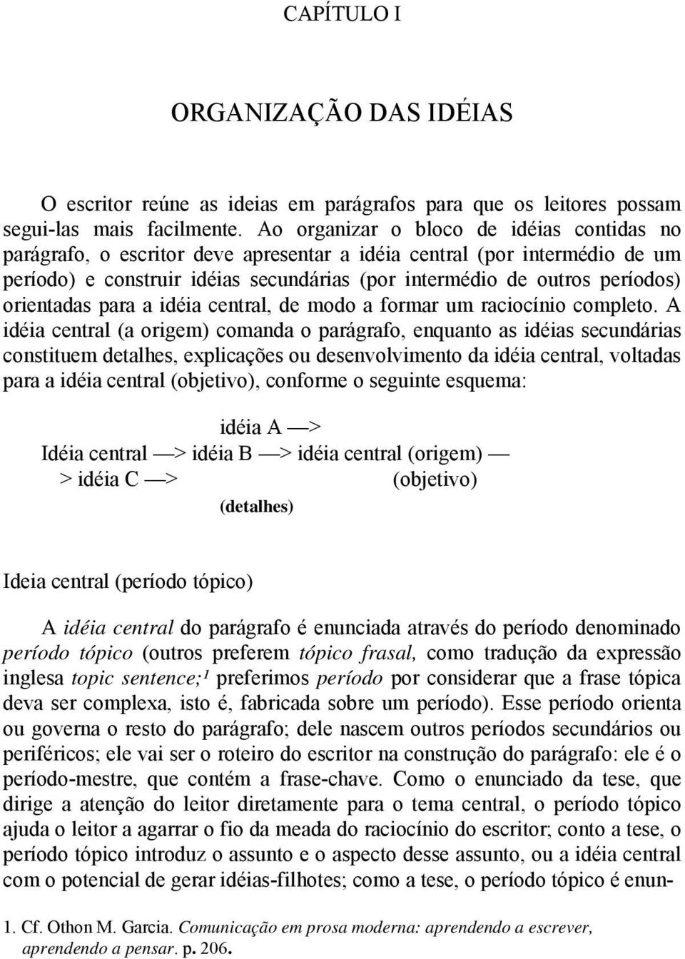 orientadas para a idéia central, de modo a formar um raciocínio completo.