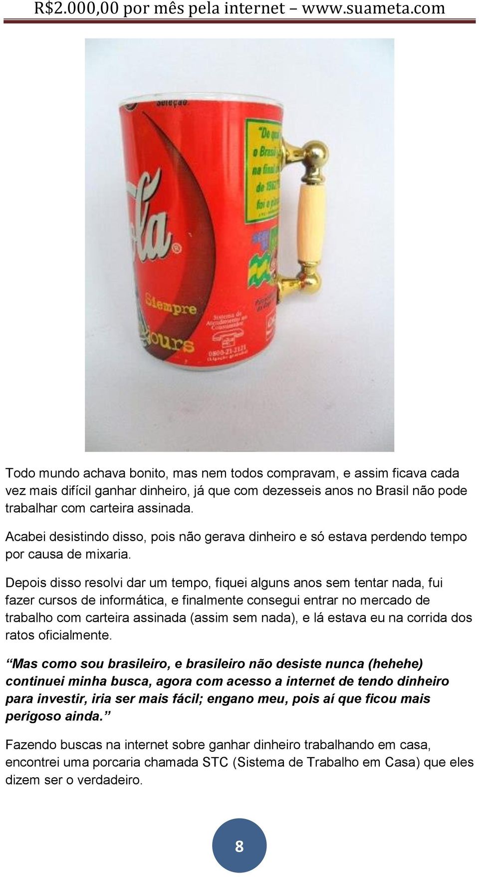 Depois disso resolvi dar um tempo, fiquei alguns anos sem tentar nada, fui fazer cursos de informática, e finalmente consegui entrar no mercado de trabalho com carteira assinada (assim sem nada), e