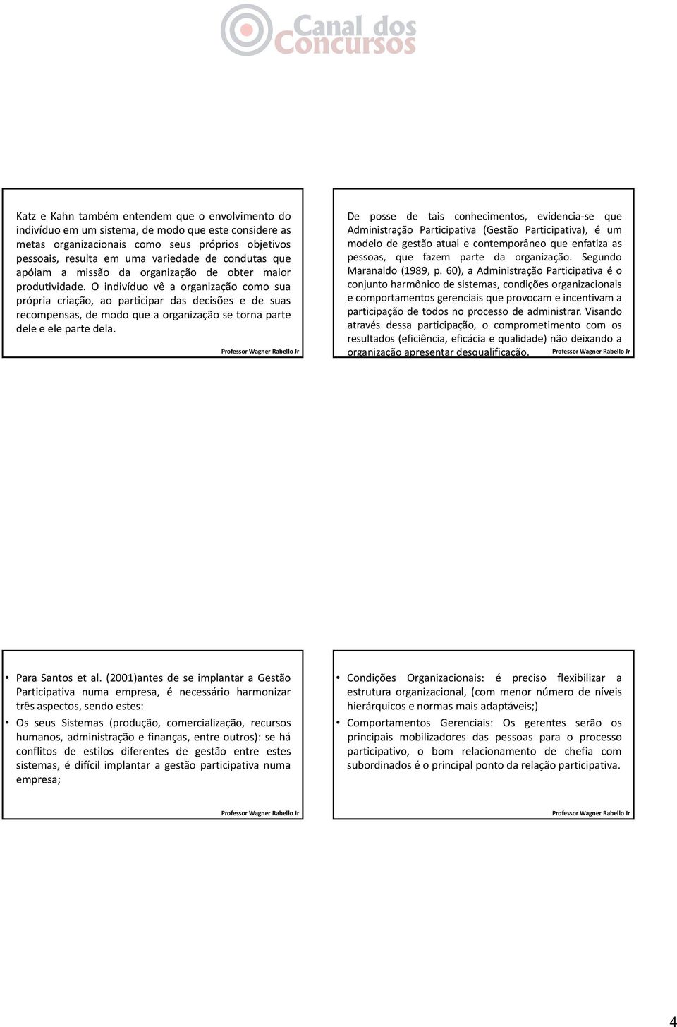 O indivíduo vê a organização como sua própria criação, ao participar das decisões e de suas recompensas, de modo que a organização se torna parte dele e ele parte dela.