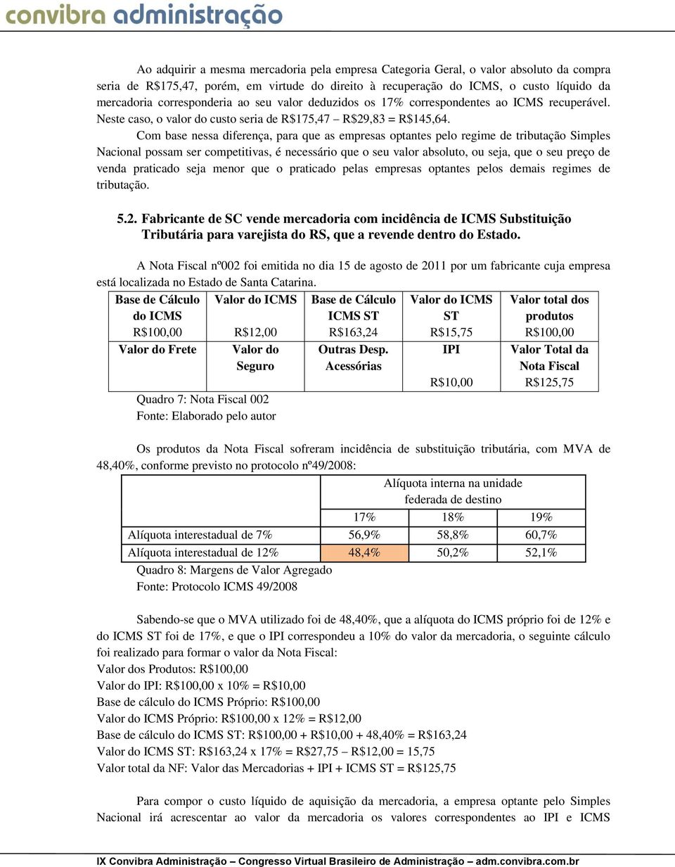 Com base nessa diferença, para que as empresas optantes pelo regime de tributação Simples Nacional possam ser competitivas, é necessário que o seu valor absoluto, ou seja, que o seu preço de venda