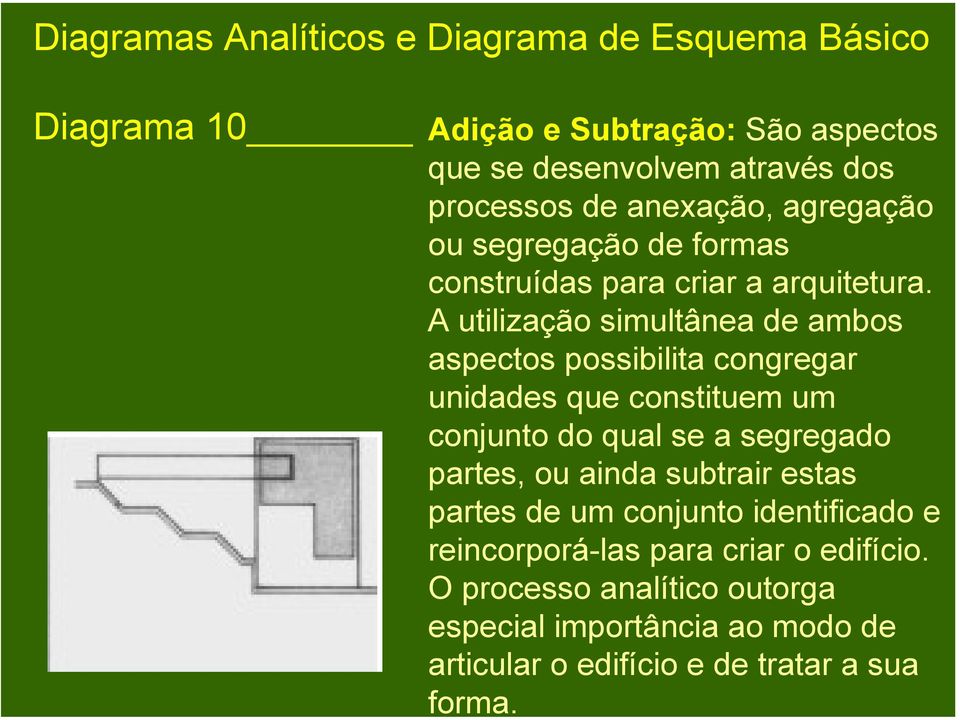 A utilização simultânea de ambos aspectos possibilita congregar unidades que constituem um conjunto do qual se a segregado partes, ou ainda