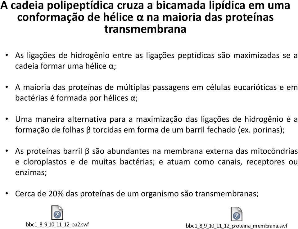 alternativa para a maximização das ligações de hidrogênio é a formação de folhas β torcidas em forma de um barril fechado (ex.